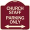 Signmission Church Staff Parking W/ Bidirectional Arrow Heavy-Gauge Aluminum Sign, 18" x 18", BU-1818-24260 A-DES-BU-1818-24260 - alternate 1